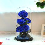 Bouquet Roses Éternelles Bleues sous Verre