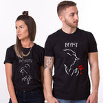 T-Shirt Couple la Belle et la Bête Noir