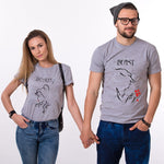 T-Shirt Couple la Belle et la Bête Gris