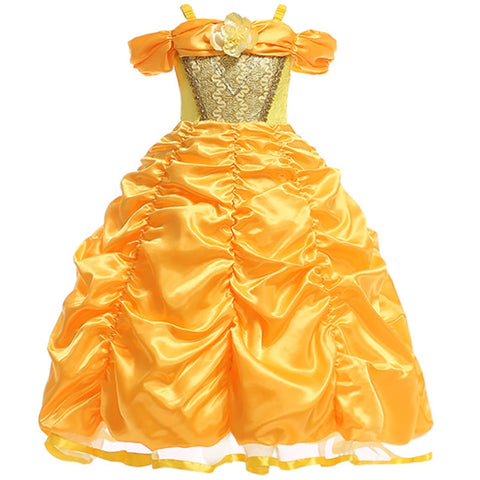 Costume de princesse la belle et la bête, robe adulte au poivre, robe  jaune, v01