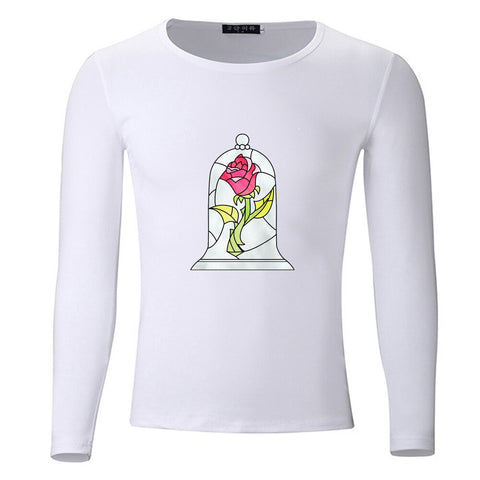 T-Shirt manche longue la Belle et la Bête Rose Enchantée