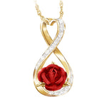 Collier la Belle et la Bête Rose Rouge